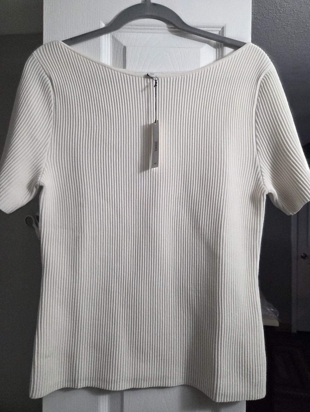 Banana Republic Ivory Ribbed Short Sleeve Knit Top